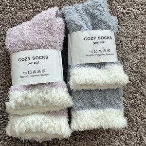 Pack Cozy Plush Socks Soft Fuzzy Lounge Socks Pink & Blue One Size